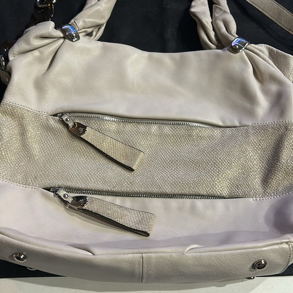 B. Makowsky Beige Suede and Leather Shoulder Bag - Picture 2 of 13